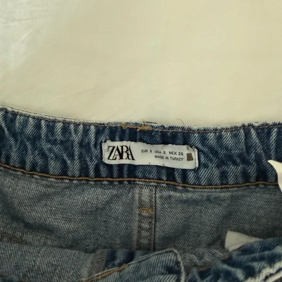 Zara Denim Mini Skirt Raw/distressed Hem Small - Picture 3 of 5